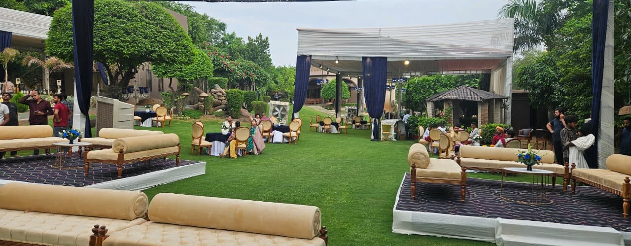 Resort lawn wedding setup